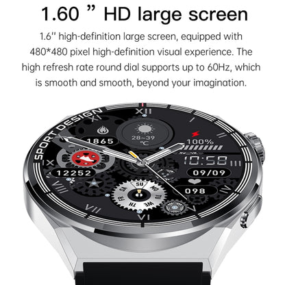 HDT MAX 1,60 pouces Cadran noir Bande de silicone IP68 Montre intelligente étanche Prise en charge des appels Bluetooth, Black Dial Silicone Band