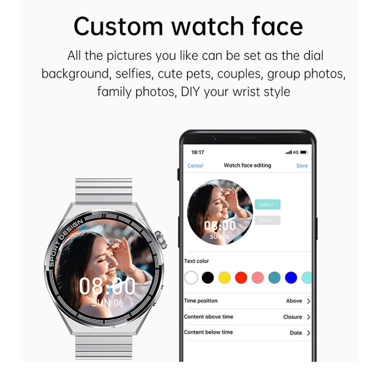 HDT MAX 1,60 pouces Cadran noir Bande de silicone IP68 Montre intelligente étanche Prise en charge des appels Bluetooth, Black Dial Silicone Band
