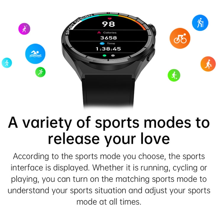 HDT MAX 1,60 pouces Cadran noir Bande de silicone IP68 Montre intelligente étanche Prise en charge des appels Bluetooth, Black Dial Silicone Band