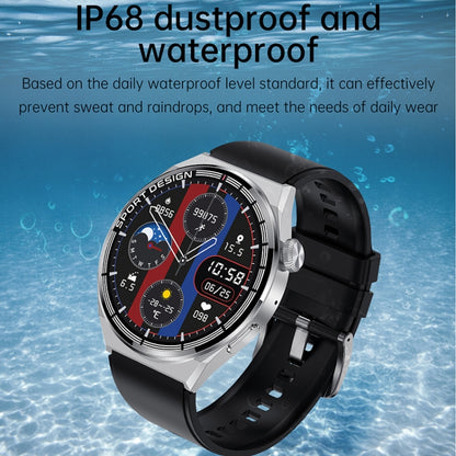 HDT MAX 1,60 pouces Cadran noir Bande de silicone IP68 Montre intelligente étanche Prise en charge des appels Bluetooth, Black Dial Silicone Band