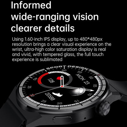 HDT MAX 1,60 pouces Cadran noir Bande de silicone IP68 Montre intelligente étanche Prise en charge des appels Bluetooth, Black Dial Silicone Band