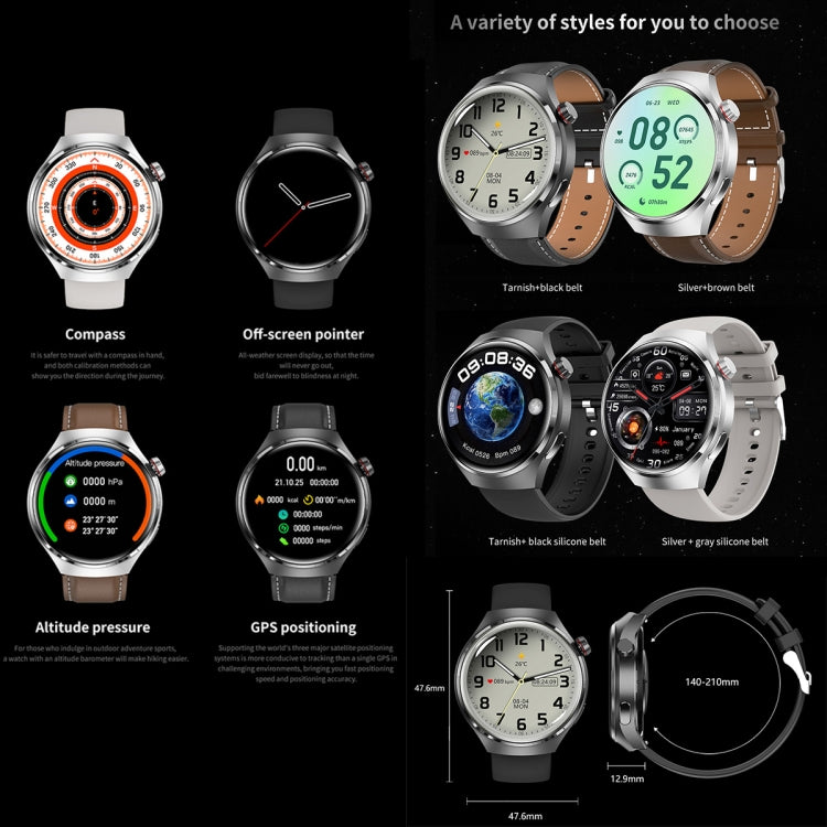 Bracelet intelligent GT4, montre intelligente de 1,53 pouces, prise en charge des appels Bluetooth/NFC/fréquence cardiaque