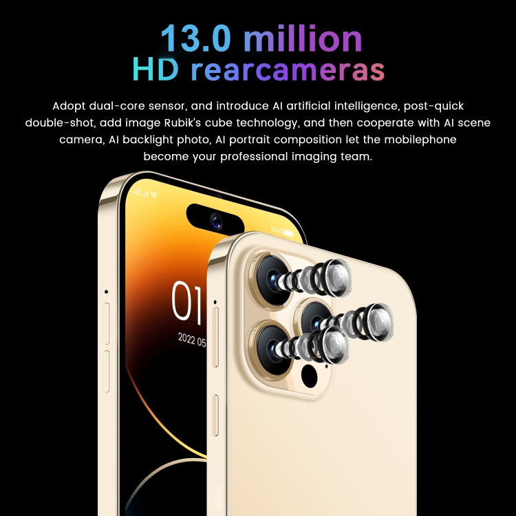 i15 Pro Max / U18, écran 6,53 pouces, identification faciale, Android 9.1 SC7731E Quad Core, réseau : 3G, double SIM, i15 Pro Max / U18 2GB+16GB