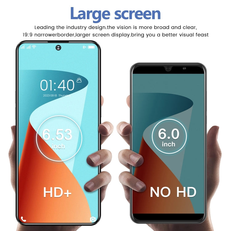 S23 Ultra / U19, écran 6,53 pouces, identification faciale et identification par empreinte digitale latérale, Android 9.1 MTK6753 Octa Core, réseau : 4G, double SIM, 3GB+64GB