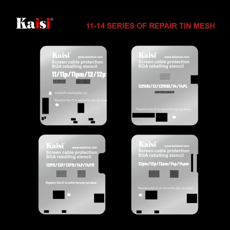 Kaisi LCD Screen IC BGA Reballing Pochoir pour iPhone 11 à 14 Pro Max