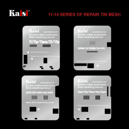 Kaisi LCD Screen IC BGA Reballing Pochoir pour iPhone 11 à 14 Pro Max