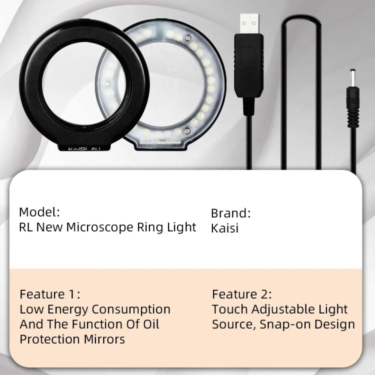 Kaisi RL1 28 perles de lampe Interface USB luminosité réglable Microscope LED anneau lumineux