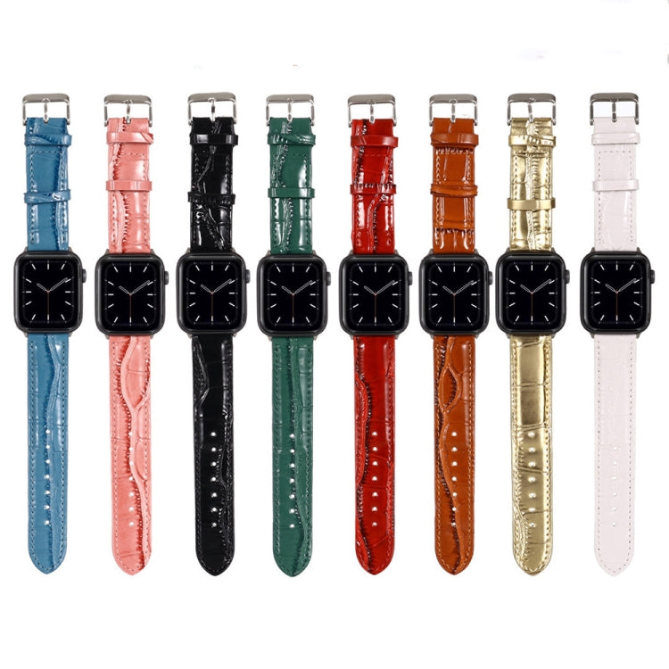Dragonne en cuir texturé crocodile, For Apple Watch Series 7 45mm / 6 & SE & 5 & 4 44mm / 3 & 2 & 1 42mm, For Apple Watch Ultra 49mm / Series 8&7 45mm / SE 2&6&SE&5&4 44mm / 3&2&1 42mm, For Apple Watch Series 8&7 41mm / SE 2&6&SE&5&4 40mm / 3&2&1 38mm ...
