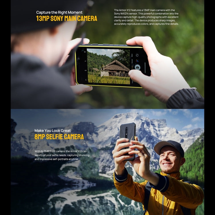 Ulefone Armor X12, téléphone robuste, déverrouillage du visage, 5,45 pouces Android 13 Go MediaTek Helio A22 Quad Core, réseau : 4G, NFC, 3GB+32GB