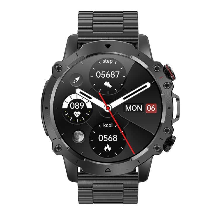 AK56 IP67 BT5.1 1.43inch Smart Watch prend en charge les appels vocaux/surveillance de la santé, Pearl Steel Strap, Steel Mesh Strap