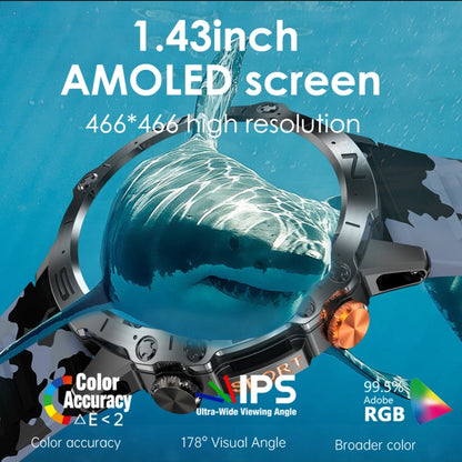 K59 IP67 BT5.0 1,43 pouces Smart Watch prend en charge la détection d'appel vocal/sommeil