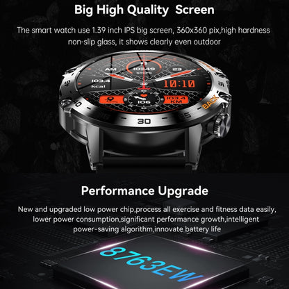 K52 1,39 pouces BT5.0 Smart Watch prend en charge la détection de fréquence cardiaque/sommeil