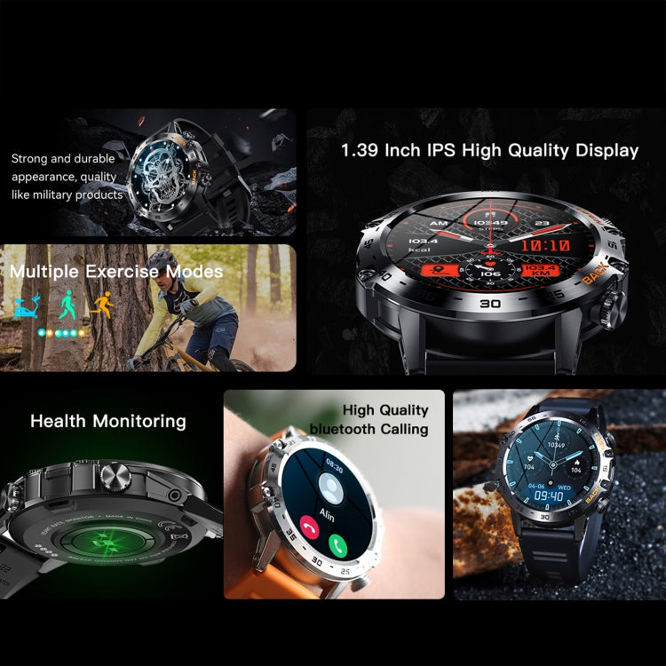 K52 1,39 pouces BT5.0 Smart Watch prend en charge la détection de fréquence cardiaque/sommeil