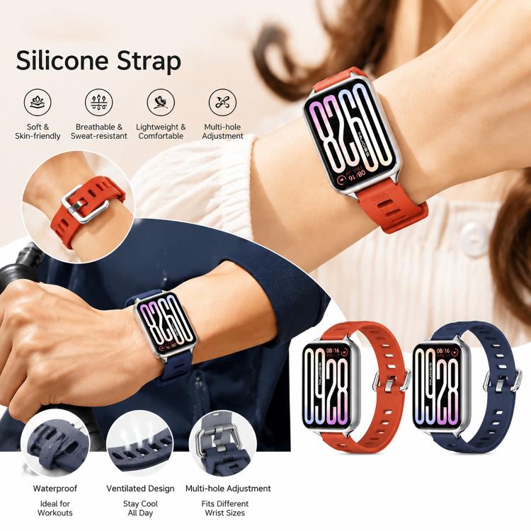 Bracelet de montre en silicone respirant à trou plat Mijobs, For Xiaomi Band 10 Pro / Redmi Watch 6 / 5