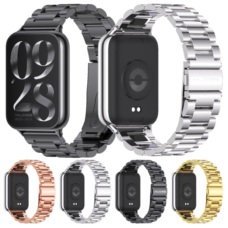 Bracelet de montre en acier inoxydable à trois perles Mijobs, For Xiaomi Band 10 Pro / Redmi Watch 6 / 5
