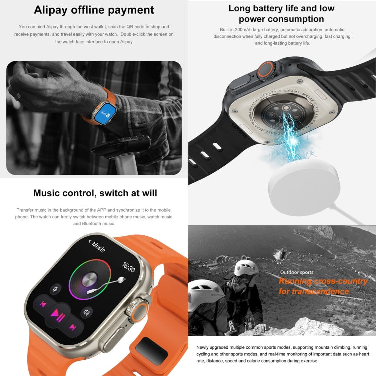 Montre d'appel intelligente à écran iW9 Ultra de 2,04 pouces, appel BT/fréquence cardiaque/tension artérielle/oxygène sanguin