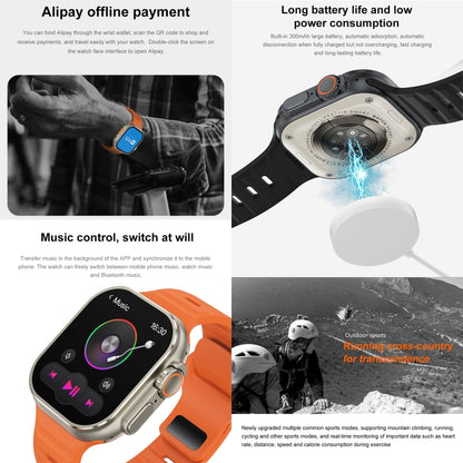 Montre d'appel intelligente à écran iW9 Ultra de 2,04 pouces, appel BT/fréquence cardiaque/tension artérielle/oxygène sanguin
