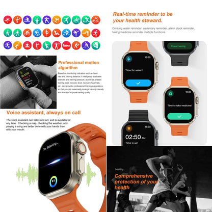 Montre d'appel intelligente à écran iW9 Ultra de 2,04 pouces, appel BT/fréquence cardiaque/tension artérielle/oxygène sanguin