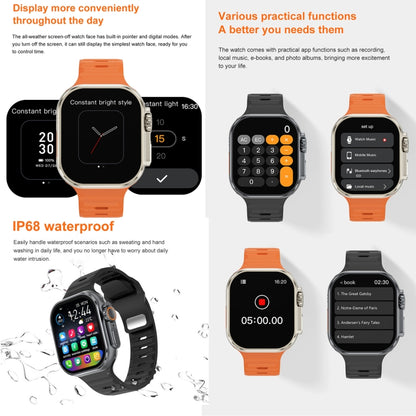 Montre d'appel intelligente à écran iW9 Ultra de 2,04 pouces, appel BT/fréquence cardiaque/tension artérielle/oxygène sanguin