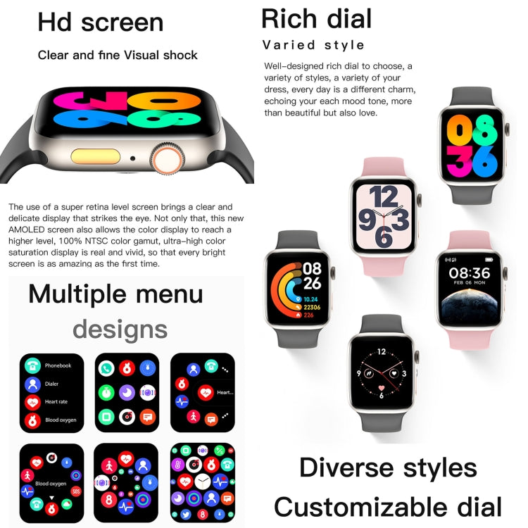 Bracelet intelligent Q9, montre intelligente étanche de 2,01 pouces, appel BT/fréquence cardiaque/tension artérielle/oxygène sanguin