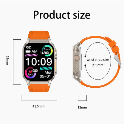 Bracelet intelligent G41, montre intelligente étanche IP67 de 2,01 pouces, appel Bluetooth/fréquence cardiaque/glycémie Non invasive/HRV/MET