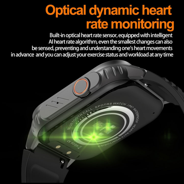 Bracelet intelligent G41, montre intelligente étanche IP67 de 2,01 pouces, appel Bluetooth/fréquence cardiaque/glycémie Non invasive/HRV/MET