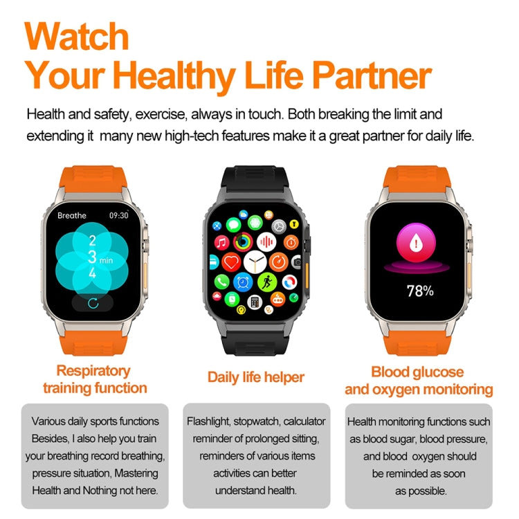 Bracelet intelligent G41, montre intelligente étanche IP67 de 2,01 pouces, appel Bluetooth/fréquence cardiaque/glycémie Non invasive/HRV/MET