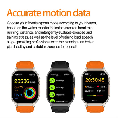 Bracelet intelligent G41, montre intelligente étanche IP67 de 2,01 pouces, appel Bluetooth/fréquence cardiaque/glycémie Non invasive/HRV/MET