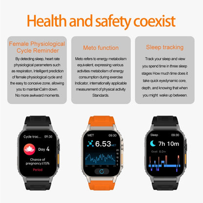 Bracelet intelligent G41, montre intelligente étanche IP67 de 2,01 pouces, appel Bluetooth/fréquence cardiaque/glycémie Non invasive/HRV/MET