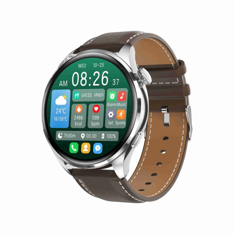 Bracelet intelligent TM05 Pro, bracelet en cuir de 1,46 pouces, montre intelligente étanche IP67, appel Bluetooth/fréquence cardiaque/tension artérielle/oxygène sanguin, Leather Band