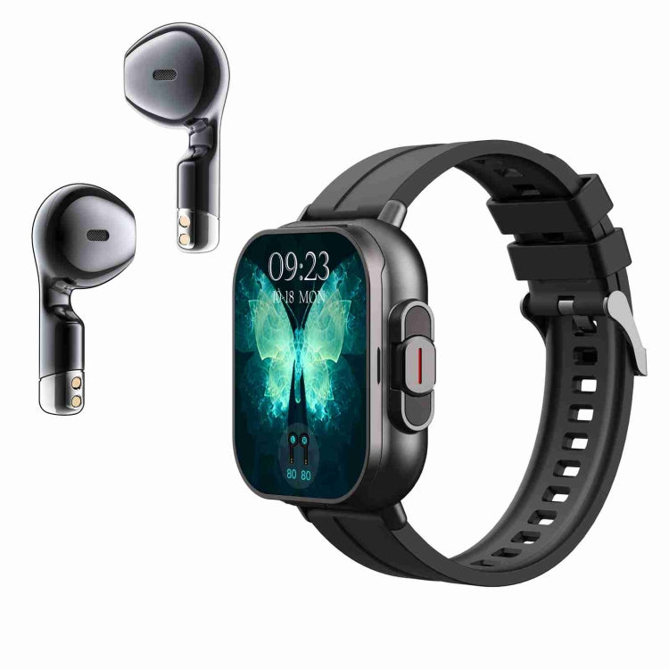 D8 2,01 pouces 2 en 1 Bluetooth écouteur bande de silicone montre intelligente, prise en charge de la surveillance de la santé/NFC, Silicone Band (Black), Silicone Band (Beige)