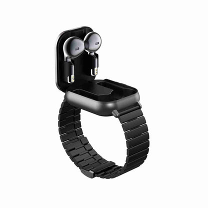 D8 2,01 pouces 2 en 1 Bluetooth écouteur bande d'acier montre intelligente, prise en charge de la surveillance de la santé/NFC, Steel Band (Black), Steel Band (Silver)