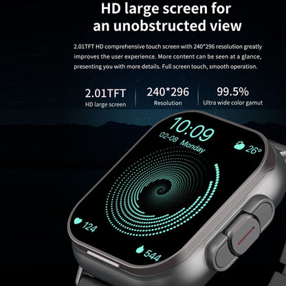 D8 2,01 pouces 2 en 1 Bluetooth écouteur bande d'acier montre intelligente, prise en charge de la surveillance de la santé/NFC, Steel Band (Black), Steel Band (Silver)