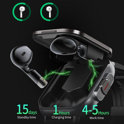 D8 2,01 pouces 2 en 1 Bluetooth écouteur bande d'acier montre intelligente, prise en charge de la surveillance de la santé/NFC, Steel Band (Black), Steel Band (Silver)
