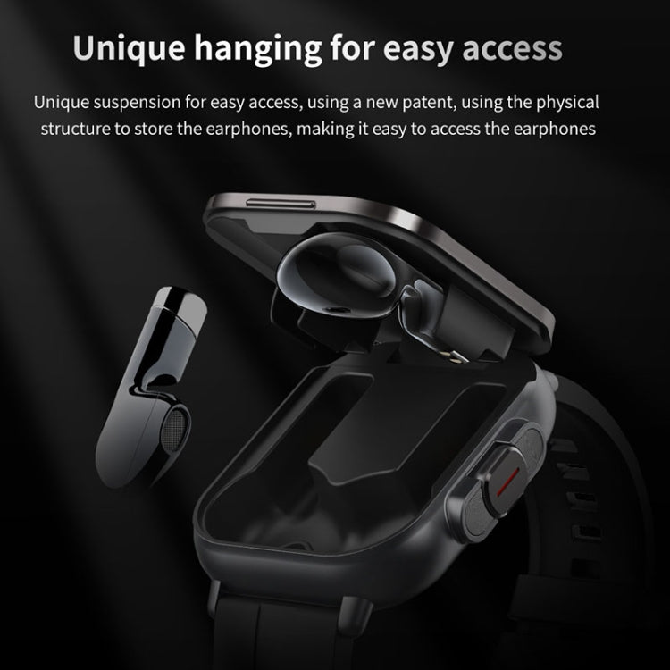 D8 2,01 pouces 2 en 1 Bluetooth écouteur bande d'acier montre intelligente, prise en charge de la surveillance de la santé/NFC, Steel Band (Black), Steel Band (Silver)