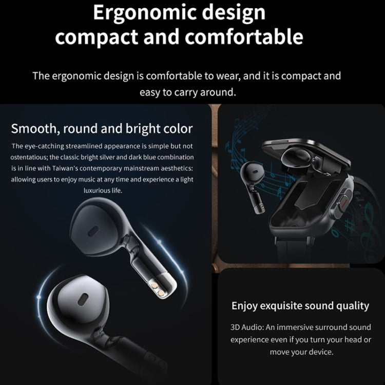 D8 2,01 pouces 2 en 1 Bluetooth écouteur bande d'acier montre intelligente, prise en charge de la surveillance de la santé/NFC, Steel Band (Black), Steel Band (Silver)