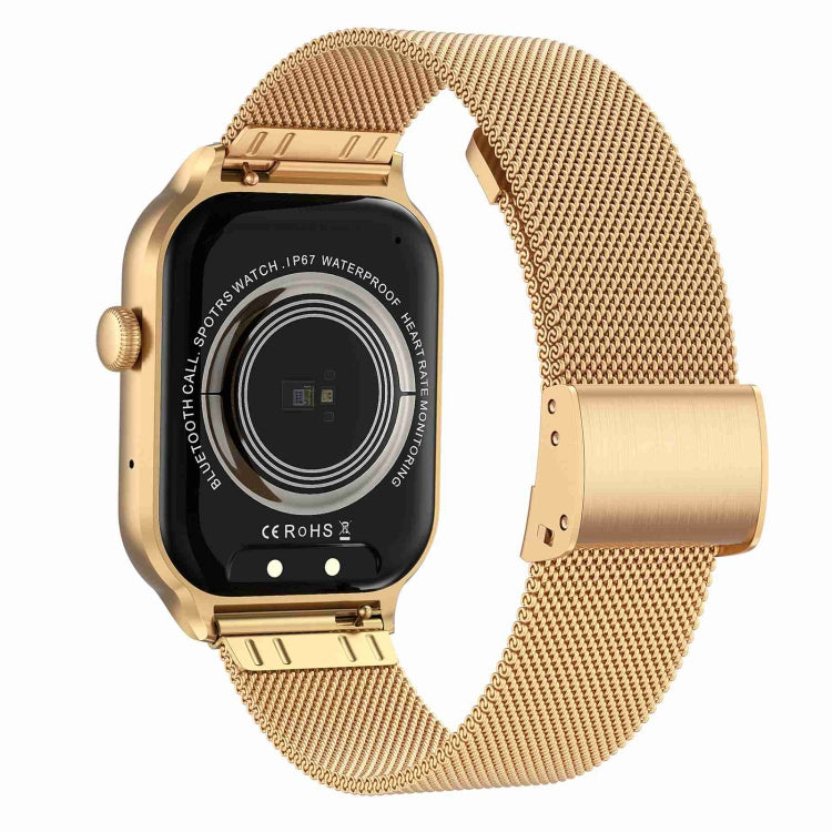 Montre intelligente avec bracelet en acier milanais de 2.01 pouces, Bluetooth, prise en charge de la surveillance de la fréquence cardiaque/glycémie Non invasive, Milanese Steel Strap Gold
