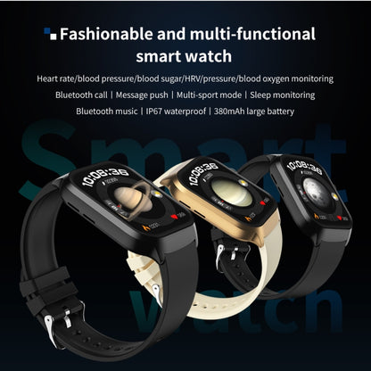 Montre intelligente avec bracelet en acier milanais de 2.01 pouces, Bluetooth, prise en charge de la surveillance de la fréquence cardiaque/glycémie Non invasive, Milanese Steel Strap Gold