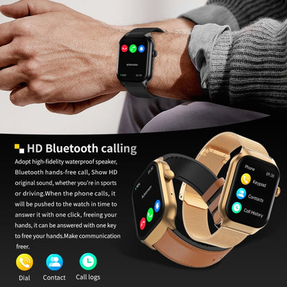Montre intelligente avec bracelet en acier milanais de 2.01 pouces, Bluetooth, prise en charge de la surveillance de la fréquence cardiaque/glycémie Non invasive, Milanese Steel Strap Gold