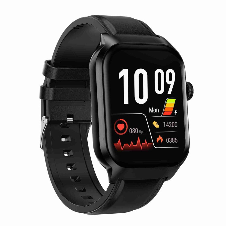 Montre intelligente avec bracelet en cuir de 2.01 pouces, appel Bluetooth, prise en charge de la surveillance de la fréquence cardiaque/glycémie Non invasive, Leather Strap Black, Leather Strap Brown