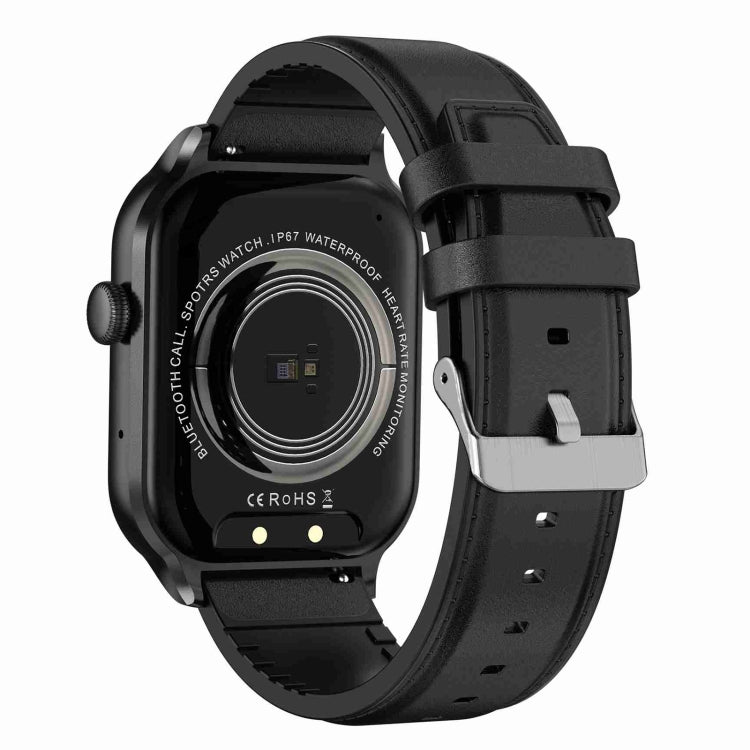 Montre intelligente avec bracelet en cuir de 2.01 pouces, appel Bluetooth, prise en charge de la surveillance de la fréquence cardiaque/glycémie Non invasive, Leather Strap Black, Leather Strap Brown
