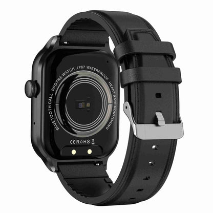 Montre intelligente avec bracelet en cuir de 2.01 pouces, appel Bluetooth, prise en charge de la surveillance de la fréquence cardiaque/glycémie Non invasive, Leather Strap Black, Leather Strap Brown