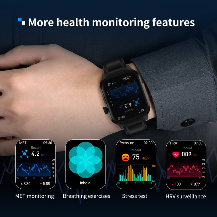 Montre intelligente avec bracelet en cuir de 2.01 pouces, appel Bluetooth, prise en charge de la surveillance de la fréquence cardiaque/glycémie Non invasive, Leather Strap Black, Leather Strap Brown