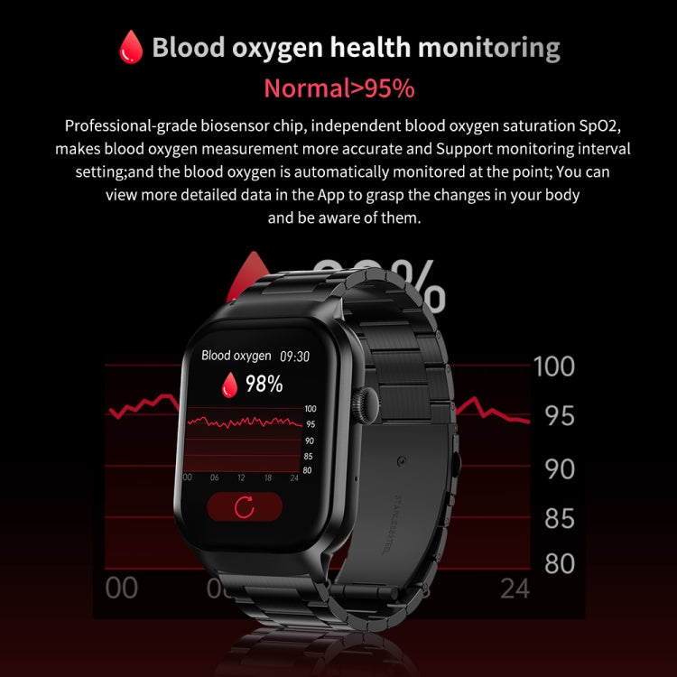Montre intelligente avec bracelet en cuir de 2.01 pouces, appel Bluetooth, prise en charge de la surveillance de la fréquence cardiaque/glycémie Non invasive, Leather Strap Black, Leather Strap Brown
