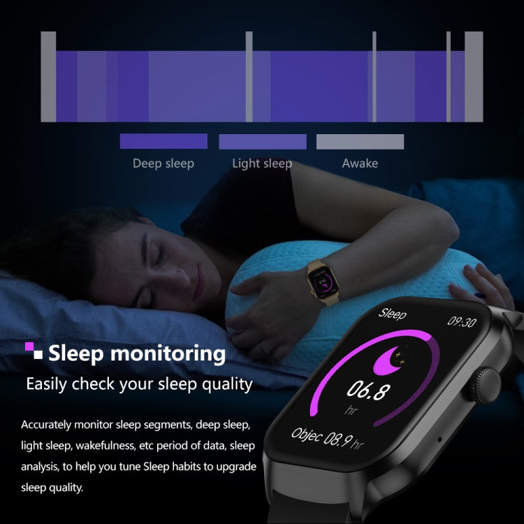 Montre intelligente avec bracelet en Silicone de 2.01 pouces, appel Bluetooth, prise en charge de la surveillance de la fréquence cardiaque/glycémie Non invasive, Silicone Strap Black, Silicone Strap Light Yellow
