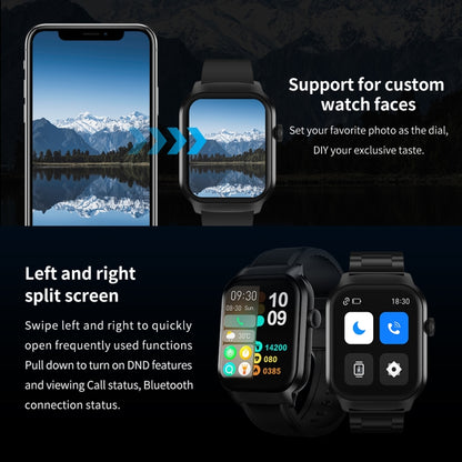 Montre intelligente avec bracelet en Silicone de 2.01 pouces, appel Bluetooth, prise en charge de la surveillance de la fréquence cardiaque/glycémie Non invasive, Silicone Strap Black, Silicone Strap Light Yellow