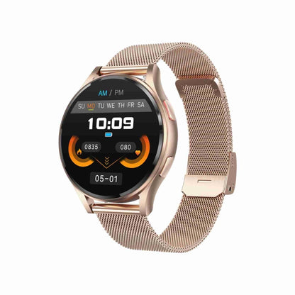 Montre intelligente avec bracelet en acier milanais de 1,43 pouces, appel Bluetooth, prise en charge ECG/glycémie Non invasive, Milanese Steel Strap Black, Milanese Steel Strap Rose Gold