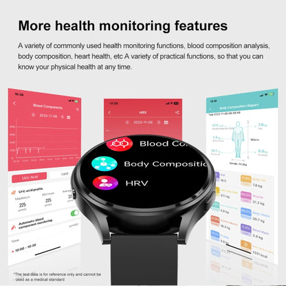 Montre intelligente avec bracelet en acier milanais de 1,43 pouces, appel Bluetooth, prise en charge ECG/glycémie Non invasive, Milanese Steel Strap Black, Milanese Steel Strap Rose Gold