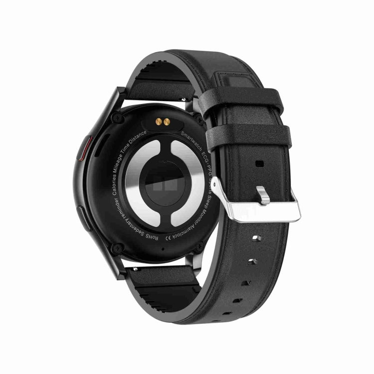 Montre intelligente avec bracelet en cuir de 1,43 pouces, appel Bluetooth, prise en charge ECG/glycémie Non invasive, Leather Strap Black, Leather Strap Brown