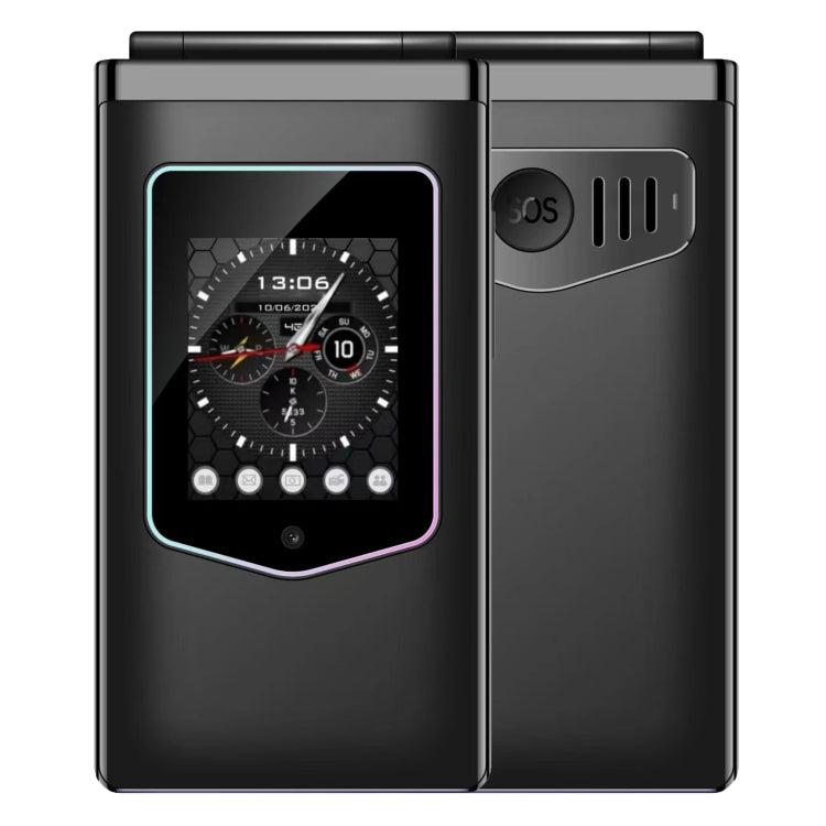 Téléphone à clapet HAMTOD T8 4G, 2,8 pouces + 1,77 pouces, VoLTE, BT, SOS, OTG, EU Version
